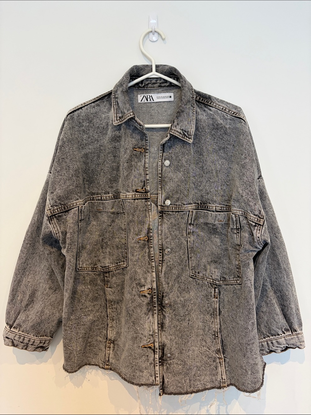 Zara Washed Black Denim Jacket
